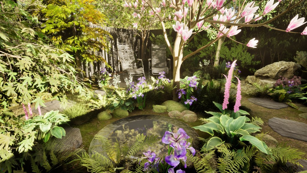 Woodland courtyard garden 3d visualisation jo wonderland studios