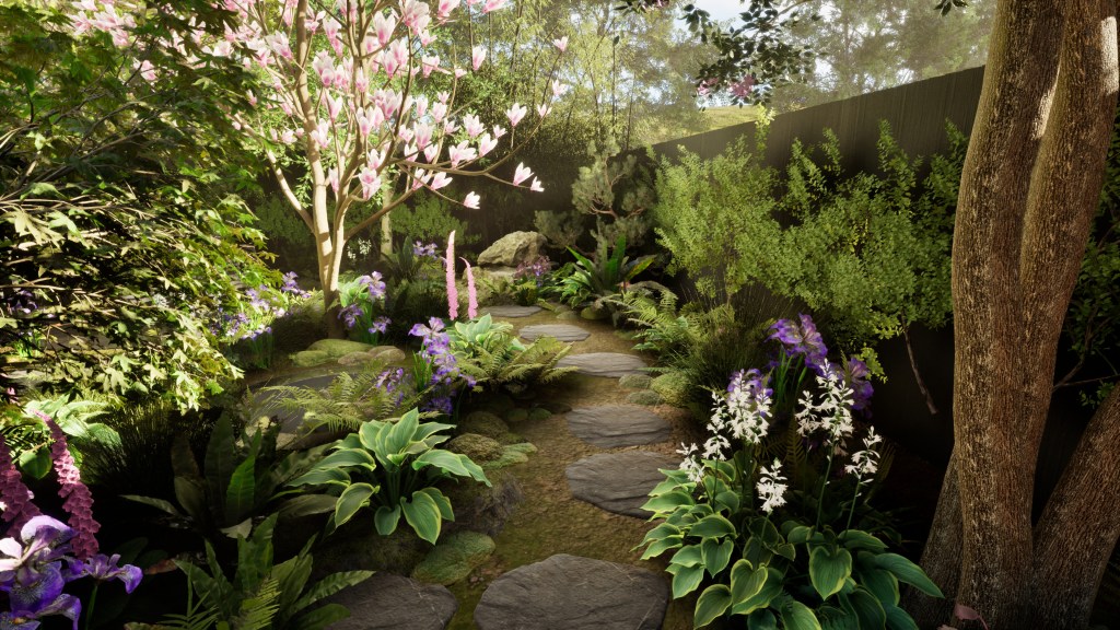 Woodland courtyard garden 3d visualisation jo wonderland studios