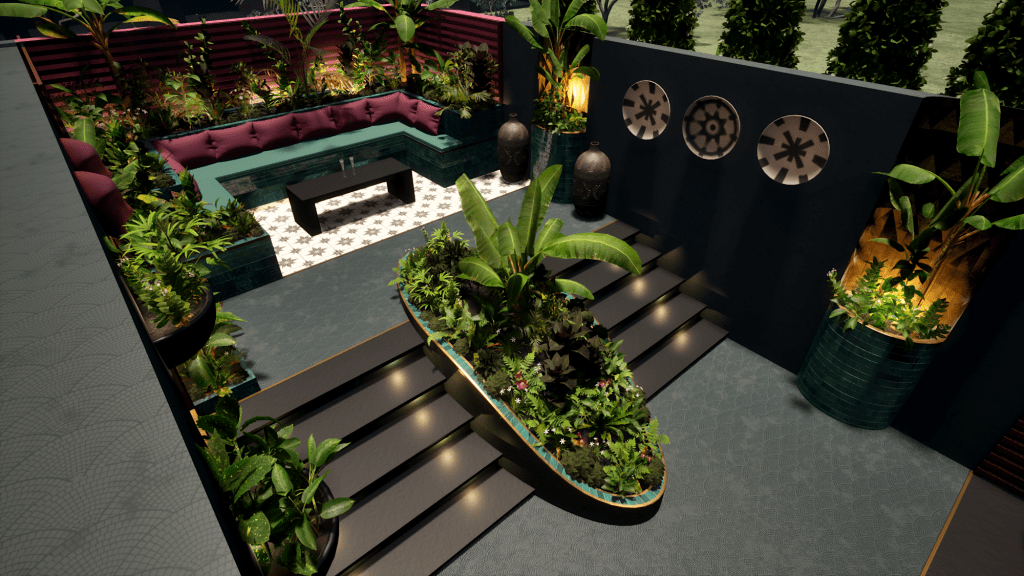 Tropical courtyard design Jo Wonderland Studios