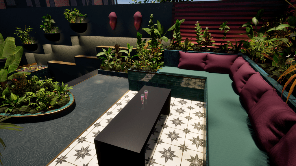 Tropical courtyard design Jo Wonderland Studios